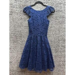 David Charles Gold‎ Label Blue Ruffled Girls Dress Size 13 YRS